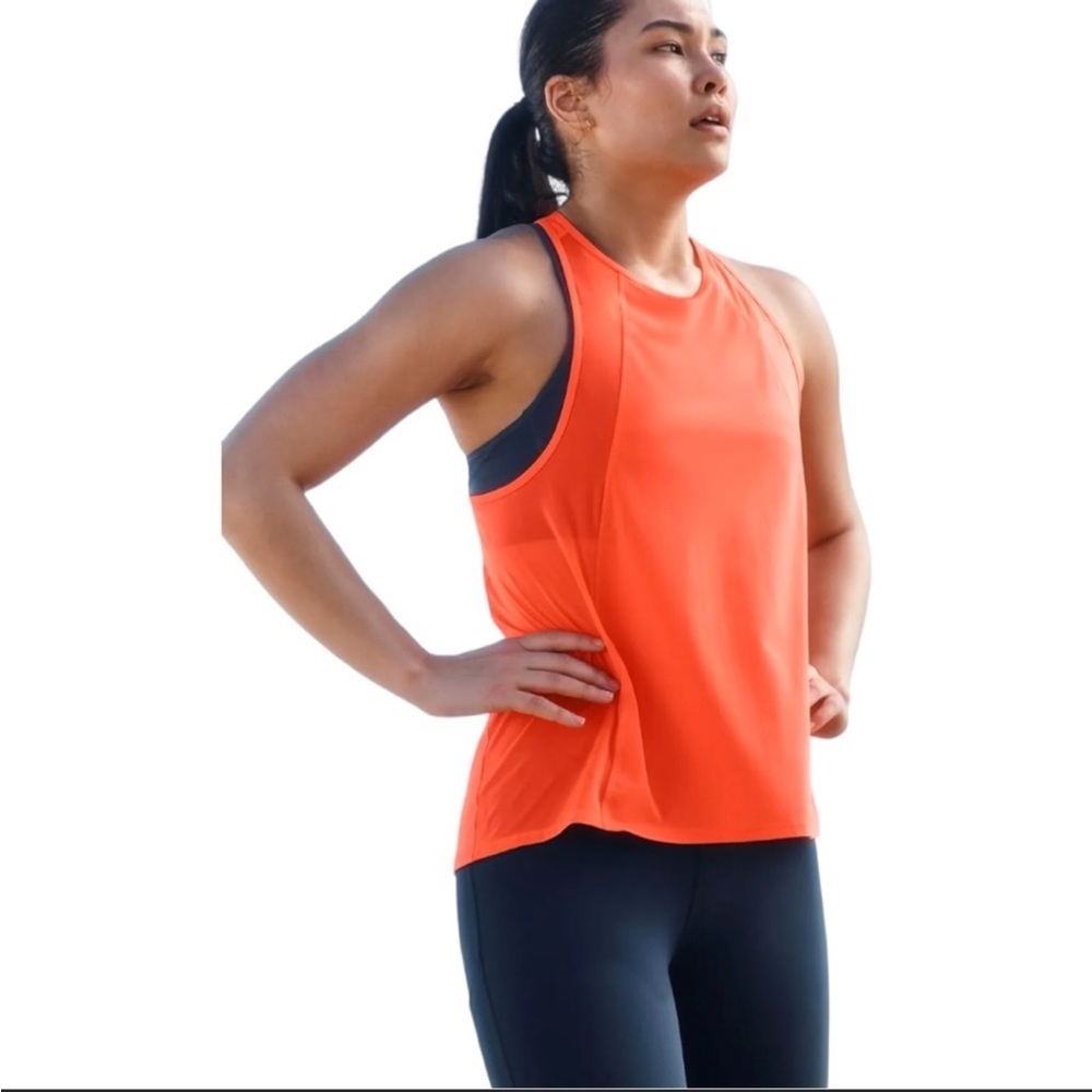 Athleta Ultimate Hybrid Tank in neon Orange SZ M Running Workout razerback